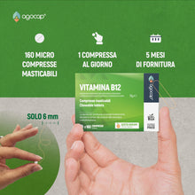 Carica l'immagine nel visualizzatore di Gallery, Vitamina B12 da 1000 mcg ad alto dosaggio - 160 microcompresse masticabili