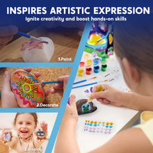 Carica l'immagine nel visualizzatore di Gallery, JOYIN 10 pezzi Kit Pittura di pietra per bambini con 18 colori (colle glitter e metallizzato e colori standard) Materiali artistici per bambini Attività da famiglia Regalo di compleanno