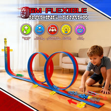 Carica l'immagine nel visualizzatore di Gallery, 6M Piste Macchinine Arrotolabile per Bambini 3 4 5 6 7 Anni, Giocattolo Circuito di Corse Flessibile e Portatile con 4 A