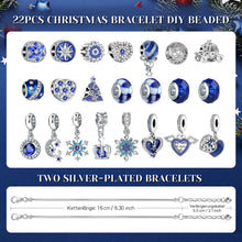 Carica l'immagine nel visualizzatore di Gallery, KAZATE Calendario dell'Avvento 2024 Donna Gioielli Bracciale,Calendario Avvento Ragazza Sorprese Regali,Bambina Natalizi Ciondoli Kit 2 Catene 22 Charms Accessori fai da te Perline Blue