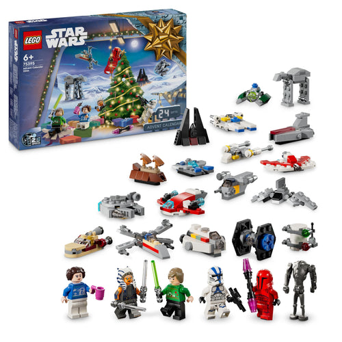 LEGO Star Wars Calendario dell'Avvento 2024, Giocattolo da Collezione con 18 Modellini e 6 Personaggi tra cui la Principessa Leia e Luke Skywalker, Giochi per Bambini da 6 Anni, Regalo di Natale 75395
