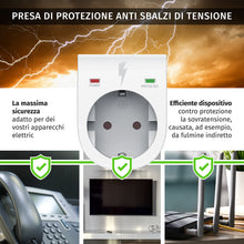 Carica l'immagine nel visualizzatore di Gallery, Arendo - Presa di protezione anti sbalzi di tensione - Antifulmine - fino a 3500 W - IP 20 - Sicura prese integrata - Co