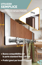 Carica l'immagine nel visualizzatore di Gallery, Menz Appendiabiti Per Porta in Acciaio INOX per Appendere - Robusto Appendiabiti da Porta con Ganci per Porta in Design 