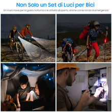 Carica l'immagine nel visualizzatore di Gallery, Luci Biciclette LED, Anteriore e Posteriore USB Ricaricabile e Impermeabile IP65, 1200 mAh luci MTB per Uomini Donne, Bambini, Combinazione di Luci per Mountain Bike Impermeabili