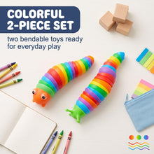 Carica l'immagine nel visualizzatore di Gallery, 2 Pezzi Fidget Toy Lumaca e Bruco Antistress, Giocattolo Sensoriale Flessibile 3D per Bambini e Adulti, Ideale per ADHD 