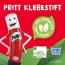 Carica l'immagine nel visualizzatore di Gallery, Pritt Penna adesiva, colla sicura e adatta ai bambini per arte e artigianato, colla potente per articoli scolastici e per ufficio, 4x 22 g Pen Pritt