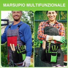 Carica l'immagine nel visualizzatore di Gallery, WORKPRO Cintura da Giardinaggio, Borsa Attrezzi da Giardino con 5 Tasche e Cintura Regolabile, Borsa da Giardinaggio per