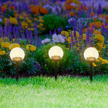 Carica l'immagine nel visualizzatore di Gallery, Velamp Joy Picchetto Solare LED Ø10 cm – Luce Calda 3000 K Effetto Filamento, IP44, Ricarica Automatica, Struttura Nera 