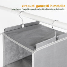 Carica l'immagine nel visualizzatore di Gallery, Cozary Organizer Armadio da Appendere 5 Ripiani, Organizzatore Armadio Pieghevole, Organizer da Appendere con Ganci in Metallo, per Camera da Letto- Grigio