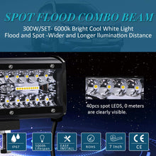 Carica l&#39;immagine nel visualizzatore di Gallery, Faro di Profondità da Lavoro Led, 7’’ Cree Barra LED Fuoristrada da 300W 27,000lm Impermeabile IP67 , per Moto Auto ATV SUV Trattore, 6500K, (2 PCS)…