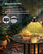 Carica l'immagine nel visualizzatore di Gallery, TRUMPETS Lampada da Tavolo Senza Fili Metallo, H:25cm Lampada da Comodino Ricaricabile USB-C, 3 Temperature Colore, Lamp