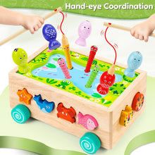 Carica l&#39;immagine nel visualizzatore di Gallery, Seagoal Giochi Montessori 2 Anni | 6 in 1 Magnetici di Pesca in Legno Abilità Motorie Giocattoli Educativi | Compleanno Regalo per 2 3 4 Anni Bambini Ragazzi