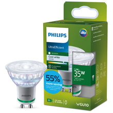 Carica l'immagine nel visualizzatore di Gallery, Faretto PHILIPS UltraEfficient LED GU10, 35W, EyeComfort, Senza Sfarfallio, Luce Bianca Fredda 4000K, 215 Lumen, Attacco