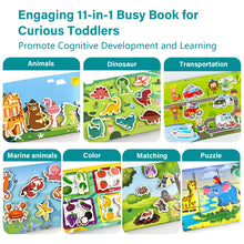 Carica l'immagine nel visualizzatore di Gallery, Tangdudu 2PC Montessori Busy Book per Bambini 1 2 3 4 5 Anni, Quiet Book, Libro di attività per Imparare Animali, Colori, Forme, Frutta, Verdura, Veicoli, Cibo e Dinosauri