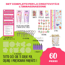 Carica l'immagine nel visualizzatore di Gallery, CRAFTY CATS DIY Kit Creativo Portachiavi Cupcake e Mollette – 60 pezzi, 2×50 ml Simulazione di Crema con beccucci, charm