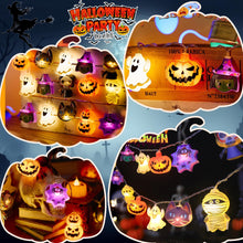 Carica l'immagine nel visualizzatore di Gallery, VEEKAY Luci Zucca Halloween,3.6M 24 LED Halloween Luci Stringa,Luci di Decorazione di Halloween,Pipistrello,Fantasma e Z