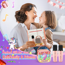 Carica l&#39;immagine nel visualizzatore di Gallery, Dislocati Karaoke per Bambini con 2 Microfono Wireless Karaoke, Regalo Bambina 3-12 Anni Microfono Bluetooth Bambini Giochi Bambina 3-12 Anni Canta Tu Karaoke Bambini Unicorno Bambina Regalo