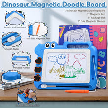 Carica l'immagine nel visualizzatore di Gallery, Dinosauro Lavagna Cancellabile Magnetica Giochi Bambini 2 3 4 5 Anni, Lavagnetta Magica Cancellabili Gioco Educativi e Regalo per Bimbo Bambina 2-5 Anni, 4 Zona Colore 3 Stampini 1 Penna, Blu