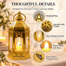 Carica l'immagine nel visualizzatore di Gallery, 10 mini lanterne a LED con telecomando timer, lanterne decorative, oro
