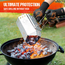 Carica l'immagine nel visualizzatore di Gallery, onlyfire Guanti da Barbecue, Guanti da Forno Resistenti al Calore Estremo di 800°C, Guanti da Forno in Silicone per Grigliare, Grigliare, Cuocere al Forno e Cucinare, Nero