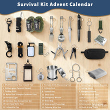 Carica l'immagine nel visualizzatore di Gallery, Calendario di Natale 2025, da uomo, kit di sopravvivenza, calendario dell'Avvento da uomo, contiene 24 attrezzi da campeggio e escursionismo e gadget cool, regalo di Natale per papà marito fidanzato