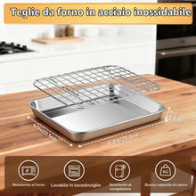 Carica l'immagine nel visualizzatore di Gallery, Fire More Teglia da Forno con Griglia di Raffreddamento Rimovibile in Acciaio Inox, Set da 1 Pezzo (1 teglia + 1 griglia