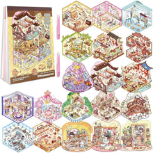 Carica l'immagine nel visualizzatore di Gallery, Set di 20 adesivi 3D per casa, in miniatura 3D con pinzetta rosa, fai da te Cozy Little Home House Scene Sticker Book, F