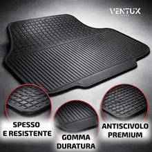 Carica l'immagine nel visualizzatore di Gallery, Tappetini Auto Universali in Gomma GripFeel – Set 4 Pezzi – Antiscivolo, Lavabili, Sagomabili – Nero – Anteriori 61x45 c