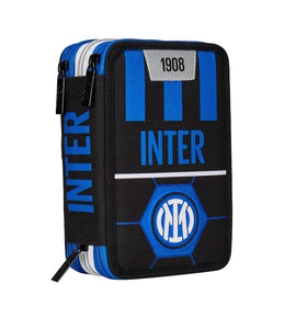 Seven Astuccio Scuola 3 Scomparti, F.C. INTER Calcio - FIN ALLA VITTORIA, Blu Nero - Portapenne Multi Scomparto Con Matite, Penne e Colori, Accessori Zaino, Zaino Scuola - Astuccio Bambino Ragazzo