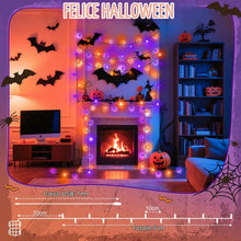 Carica l'immagine nel visualizzatore di Gallery, cshare Stringa Luci Decorazioni di Halloween, 6M 60LED Arancione-Viola USB/Batteria Catena Luminosa con Timer Impermeabi