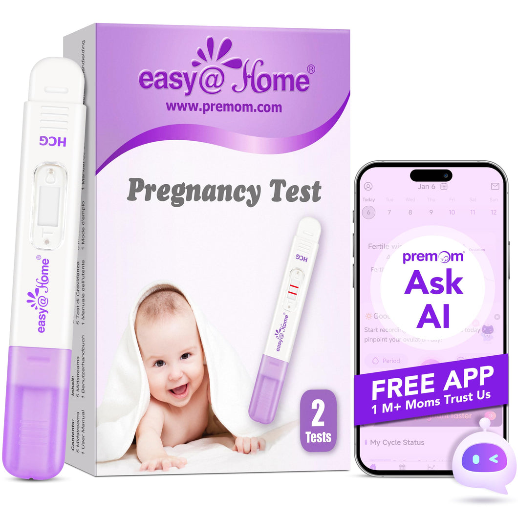 Easy@Home 2 x Test di Gravidanza Precoce: Ultrasensibile 10 mIU/ml - Test Gravidanza Rapido e Accurato - Rileva la Gravidanza Prima del Ciclo Previsto in 3 Minuti - 2 HCG Test