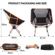 Carica l'immagine nel visualizzatore di Gallery, reakoo Sedie Campeggio Pieghevoli, Leggera Sedia da Campeggio, Sedia Pieghevole Portatile con Custodia Laterale, per Esterni, Picnic, Spiaggia, Giardino, Pesca, Festival