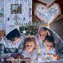 Carica l'immagine nel visualizzatore di Gallery, Ollny Tenda luminosa a LED, 2 x 2 m, 200 LED, per interni, USB, luce bianca fredda, con 10 ganci per interni ed esterni,