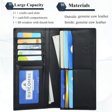 Carica l'immagine nel visualizzatore di Gallery, VISOUL Portafoglio Lungo in Vera Pelle da Uomo con Blocco RFID, Portafogli Verticale da Uomo Portafoglio Slim Bifold con 3 Scomparti Banconote e 12 Slot per Carte credito (Nero)