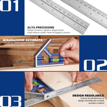 Carica l'immagine nel visualizzatore di Gallery, WORKPRO Squadra Combinata Regolabile 300 mm, Righello per Angolo