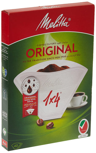 Melitta Original Filtri 1 x 4, Confezione da 40, Bianco