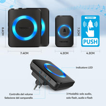 Carica l'immagine nel visualizzatore di Gallery, Campanelli Wireless, TeckNet Campanello Senza Fili Portatile Wireless Doorbell, 60 Suonerie, Indicatori LED, 400M Operat