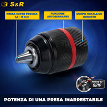 Carica l'immagine nel visualizzatore di Gallery, S&amp;R Mandrino Trapano Autoserrante SDS-Plus. Mandrino per Avvitatore a Chiusura Rapida 1.5-13 mm 1/2" - 20UNF - Filettatu