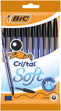 Carica l'immagine nel visualizzatore di Gallery, Bic Penne Nere A Sfera, Cristal Soft, Ottime Per La Scuola, Punta Media, 1.2 Mm, Nero, 10 Unità, 11.3 X 1 X 20.6 Cm