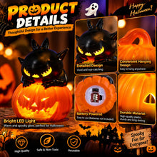 Carica l'immagine nel visualizzatore di Gallery, Zucca decorativa a LED per Halloween, 4 portacandele a forma di zucca per