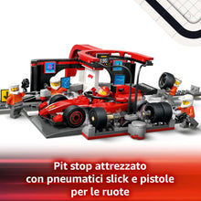Carica l'immagine nel visualizzatore di Gallery, LEGO City Pit Stop e Meccanici con Monoposto Ferrari F1 - Kit Officina da Costruire con Macchina Giocattolo, Minifigure e Accessori, Giochi per Bambini da 6 Anni Fan delle Auto da Corsa Sportive 60443