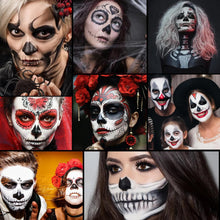 Carica l&#39;immagine nel visualizzatore di Gallery, Trucchi Halloween, Trucco Halloween Bambini Adulti, Halloween Trucco Make Up, Trucco Bianco Nero Rosso per Viso Corpo Halloween, Truccabimbi Set per Halloween Carnevale Feste