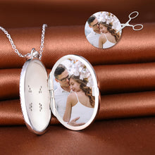Carica l'immagine nel visualizzatore di Gallery, MicLee Collana Ciondoli Foto da Donna in Argento 925 Pendenti Medaglioni de Farfalla Moda Collane Ovale di Farfalla con Zircone Blu Ciondolo Apribile