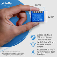 Carica l'immagine nel visualizzatore di Gallery, Shelly 1 Mini Gen4, Interruttore Relè Intelligente Wi-Fi, 1 Canale, 8A, Contatti Puliti, Domotica, Controllo Porta Garag