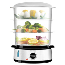 Carica l'immagine nel visualizzatore di Gallery, Cecotec Vapovita 3000 Steamer elettrico in acciaio inox con 800 W, 3 contenitori indipendenti, ciotola per riso, portauova, timer 60 minuti, 2 prese d'acqua laterali, grigio