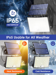 Faretto Led da Esterno Solare, [268LED/ 5Modes/ 7M]Faro Led Esterno con Pannello Solare, Telecomando Luce Solare Led Esterno, IP65 Faretti Solari a Led da Esterno Luci Solari Esterno Garage Giardino