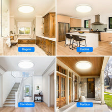 Carica l'immagine nel visualizzatore di Gallery, Peasur Plafoniera LED Soffitto, 3000/3500/4000/5000/6500K 24W IP54 Impermeabile Lampada da Soffitto, Sottile Plafoniera 