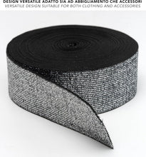 Carica l'immagine nel visualizzatore di Gallery, IPEA Elastico per Cucito LUREX - Corda Elastica da Cucire - 10 METRI - Made in Italy - Nastro Elastico da Cucito 40 mm Brillante per Accessori, Vestiti, Gonne, Borse, Cinture - Fettuccia - Argento