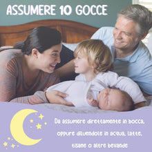 Carica l'immagine nel visualizzatore di Gallery, Melatonina Bambini Pura in Gocce aiuta a Dormire la Notte. Doppia azione Camomilla calma Coliche.Integratore Alimentare Naturale efficace per jet lag. Sonno sicuro neonati