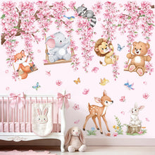 Carica l'immagine nel visualizzatore di Gallery, wondever Adesivi Murali Animali Foresta Ramo Albero Rosa Adesivi Parete